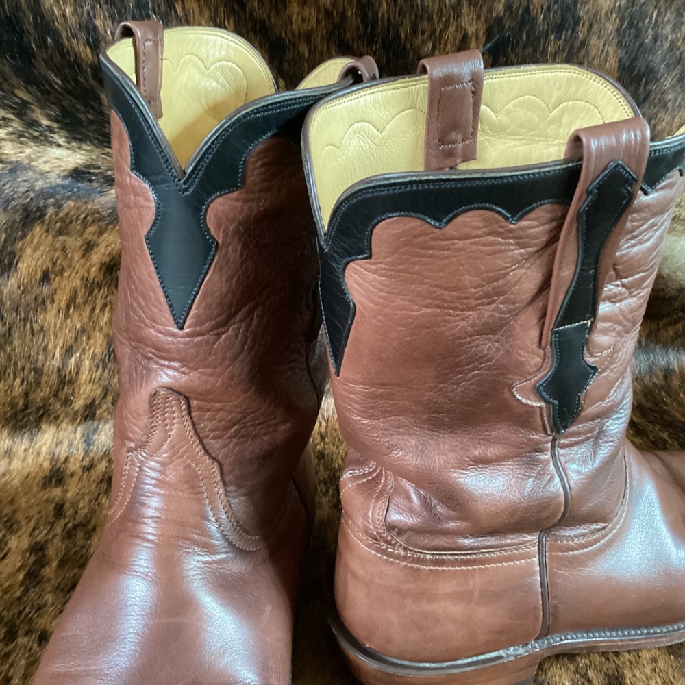 Lucchese X J Gilbert Cowboy Western Roper Boots Brown Size 11 Made In USA RARE! - Picture 10 of 12